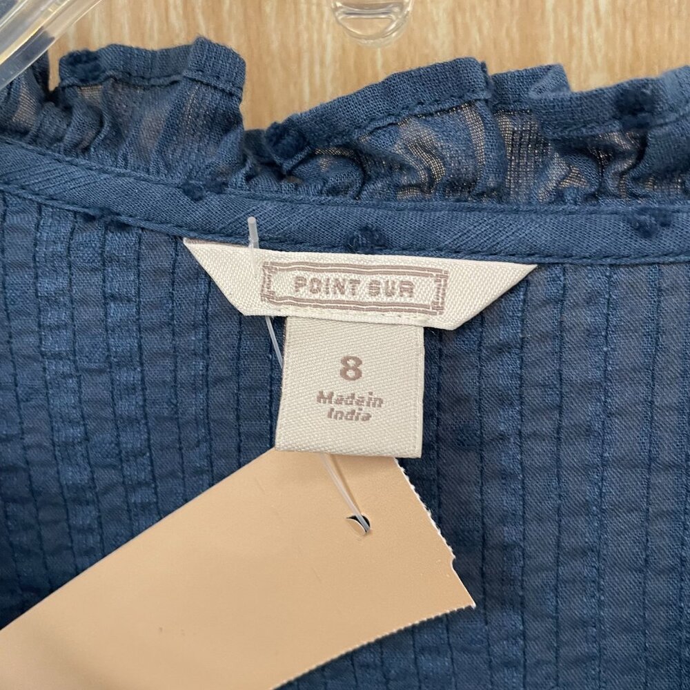 Point Sur Blue Dotted Swiss Top Size 8 - Picture 4 of 5